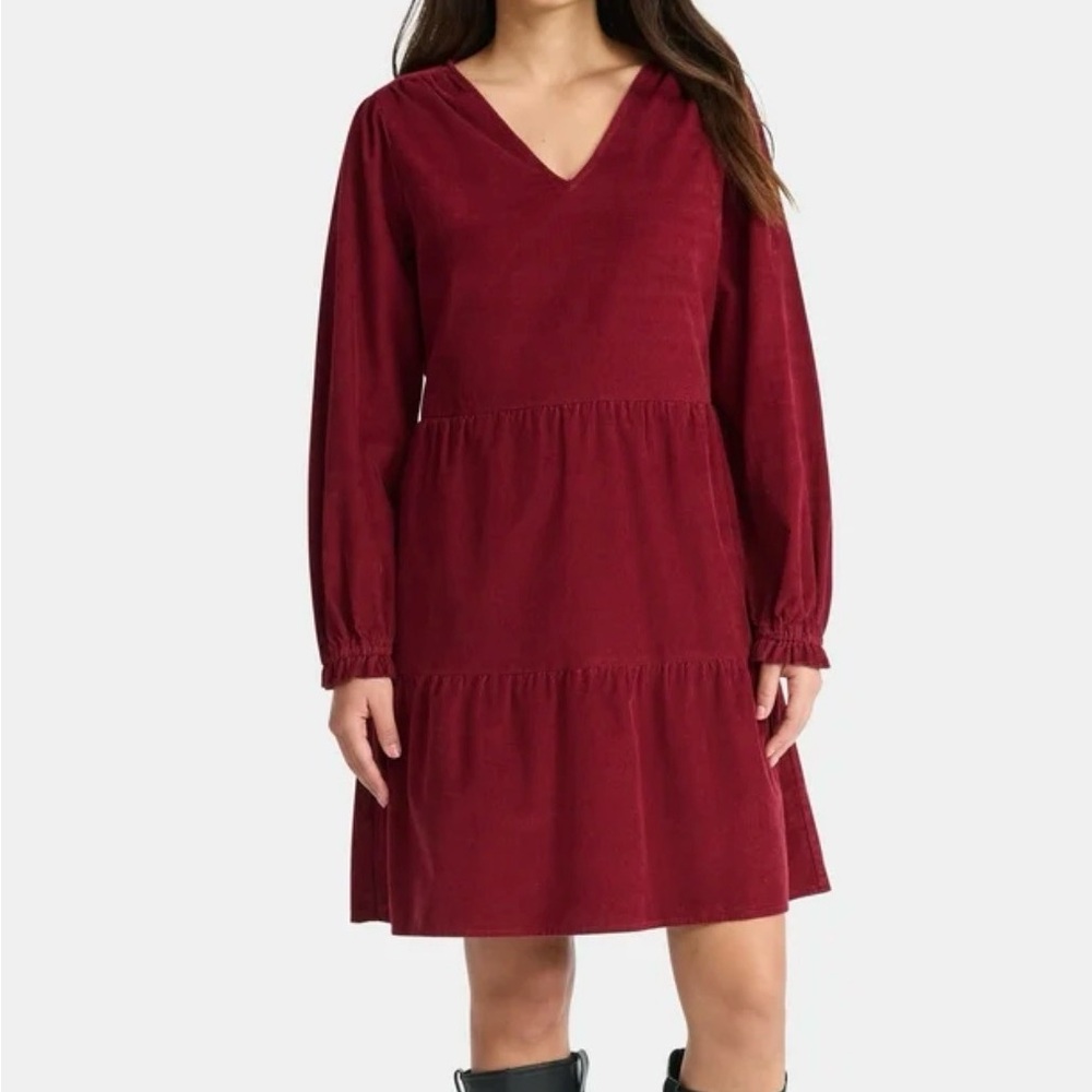 Time and Tru Burgundy Long Sleeve Dress